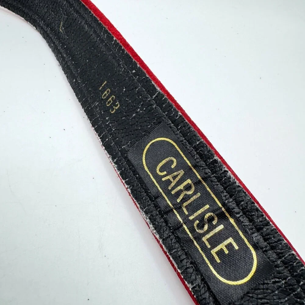 Vintage Carlistle Red Suede Belt Gold-Toned Buckle - Picture 3 of 10